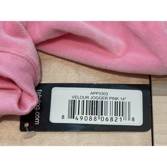 NWT Fabdog Pink Velour Jogger 14"; Stay Put Chest Closure; Elastic Bum - Picture 4 of 6
